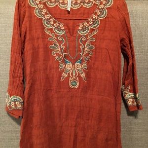 Orange embroidered tunic